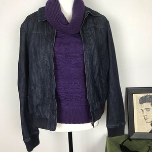 New York & Company L Denim Zip Up Jacket